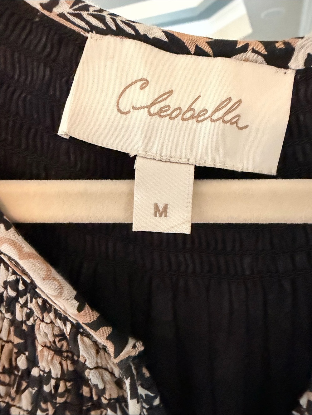 Cleobella - Black and White Floral Midi Dress with Puff Sleeves - Picture 3 of 3